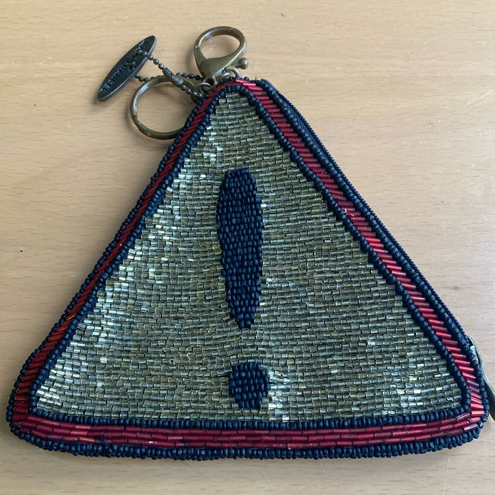 Mary Frances Gold and Red Beaded Key & Card Holder